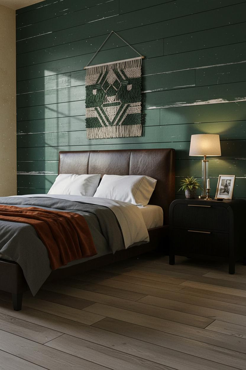 Dark Grunge Bedroom Forest Green Shiplap