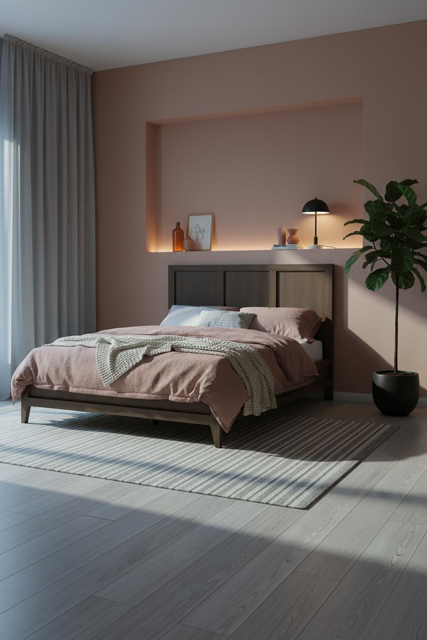 Dark Moody Bedroom Backlit Panel