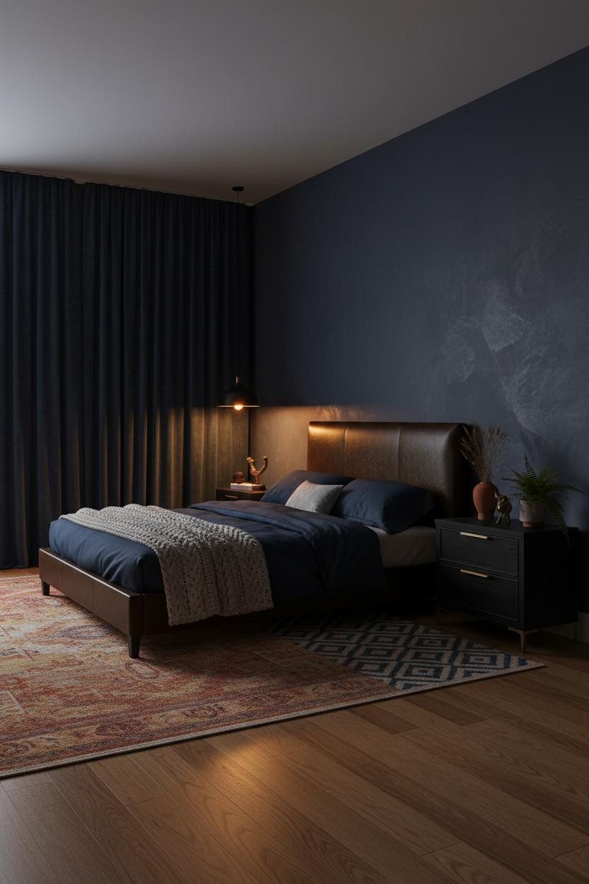 Dark Moody Bedroom Velvet Drapes