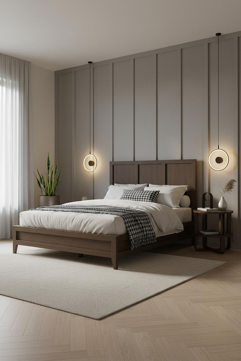 Dark Neutral Bedroom Board and Batten Minimalist