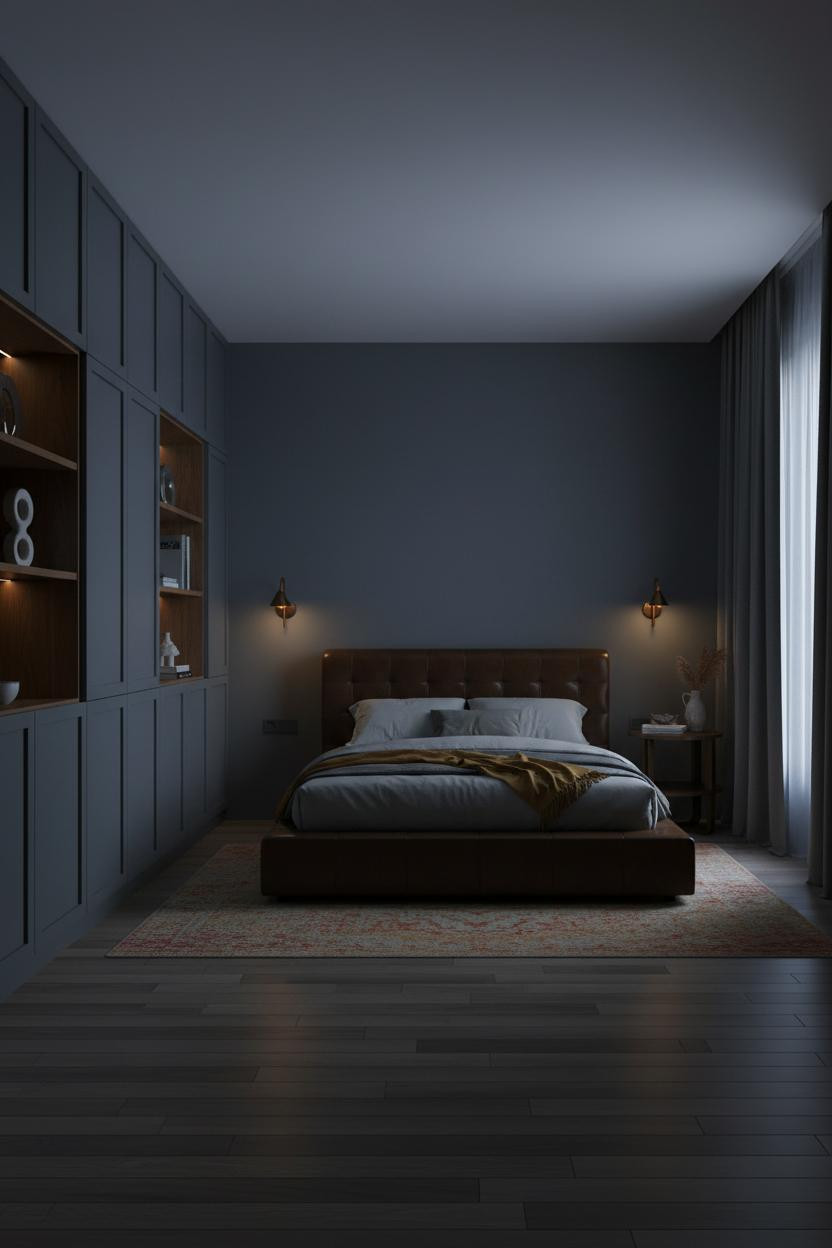 Dark Neutral Bedroom Moody Minimalist Design