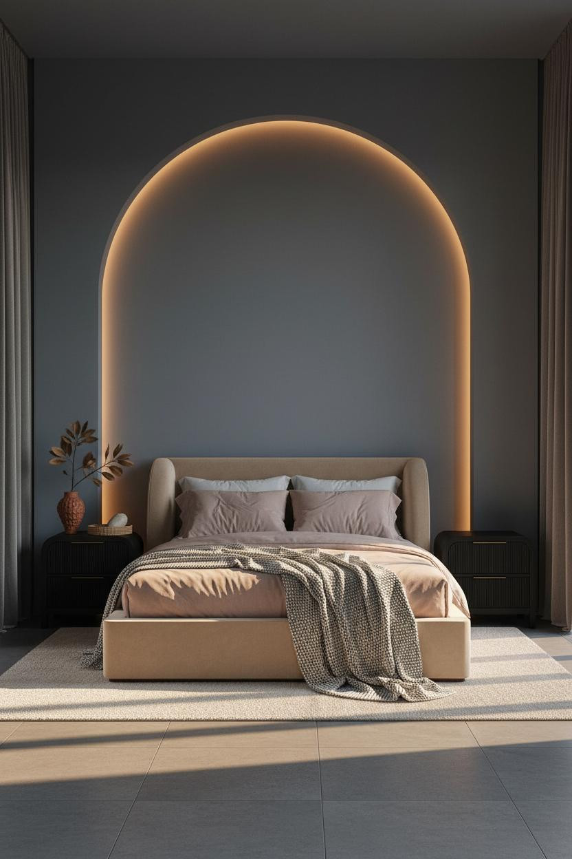 Dark Neutral Bedroom Moody Minimalist Niche