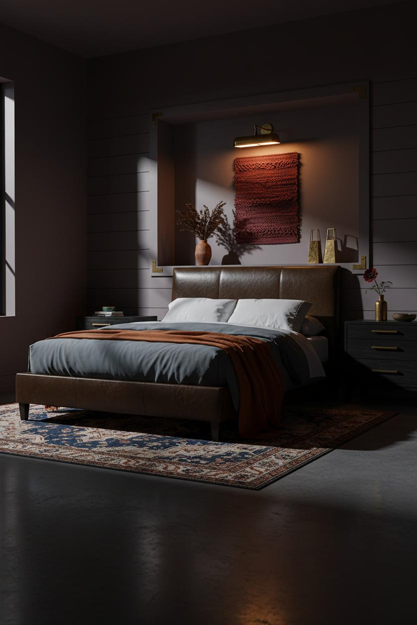 Dark Romantic Bedroom Brass Niche