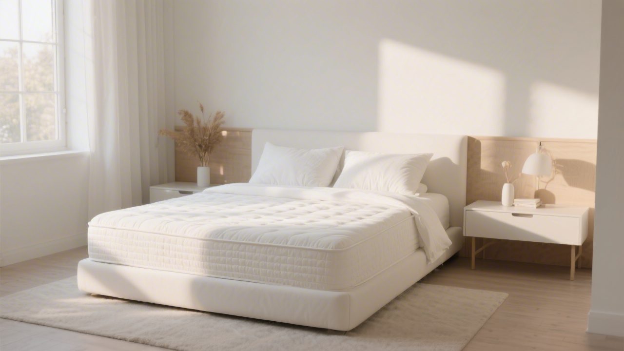 Premium mattress in well-lit modern bedroom illustrating sleep quality