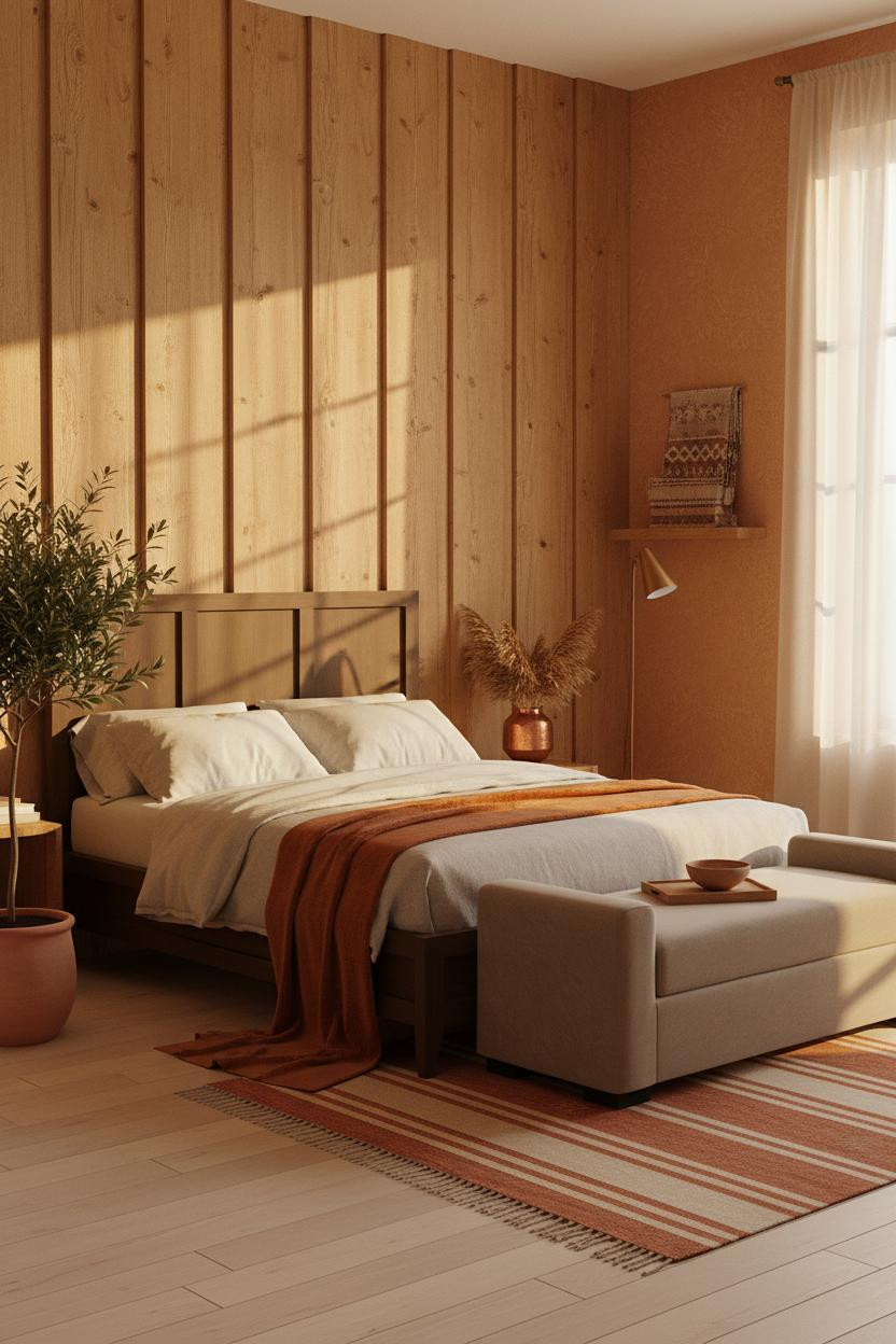 Earthy Boho Bedroom Terracotta Oak