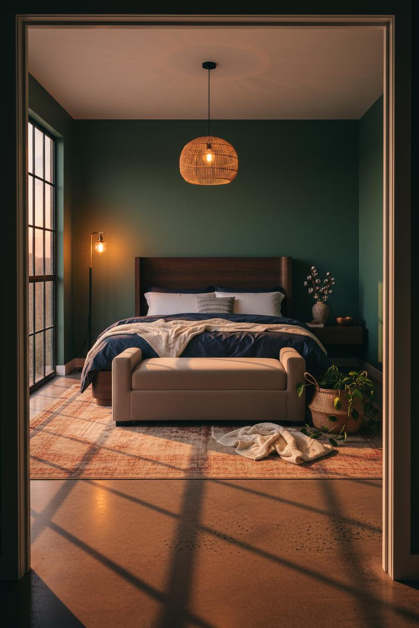 Earthy Boho Bedroom Warm Natural Light