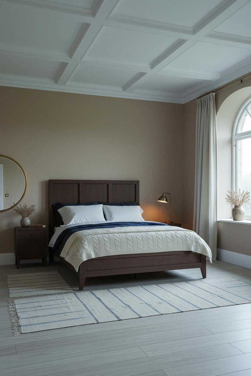 English Bedroom Classic Coffered Ceiling Manor