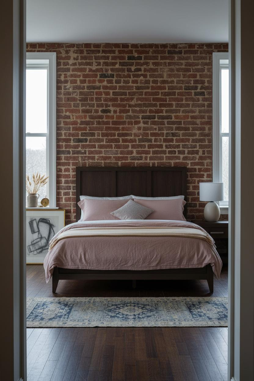 English Bedroom Regency Exposed Brick Classic