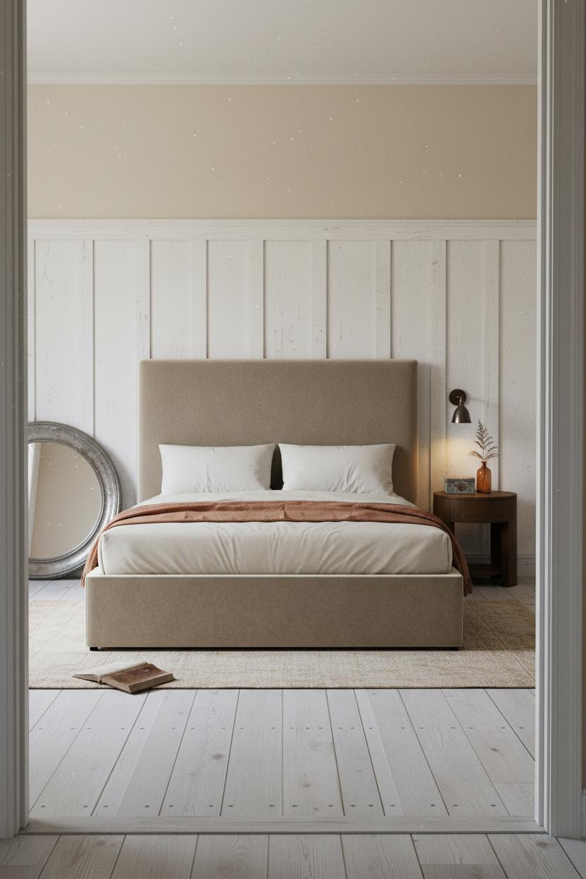 English Cottage Bedroom Board Batten Vintage