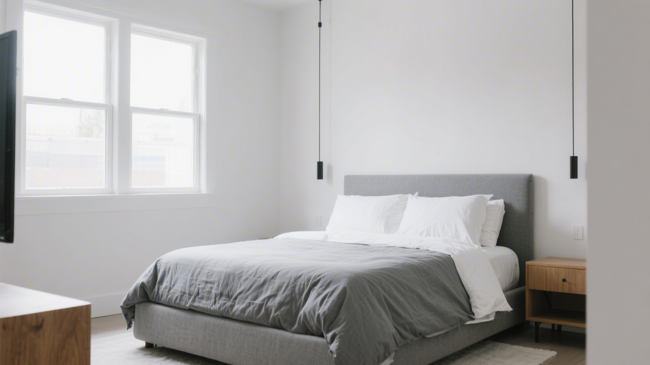 Full size mattress in a guest bedroom showing 54x75 inch dimensions and room clearance