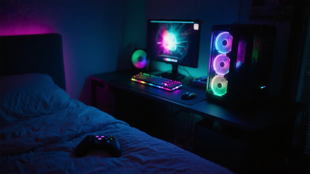 Gaming before bed at night with RGB light disrupting sleep