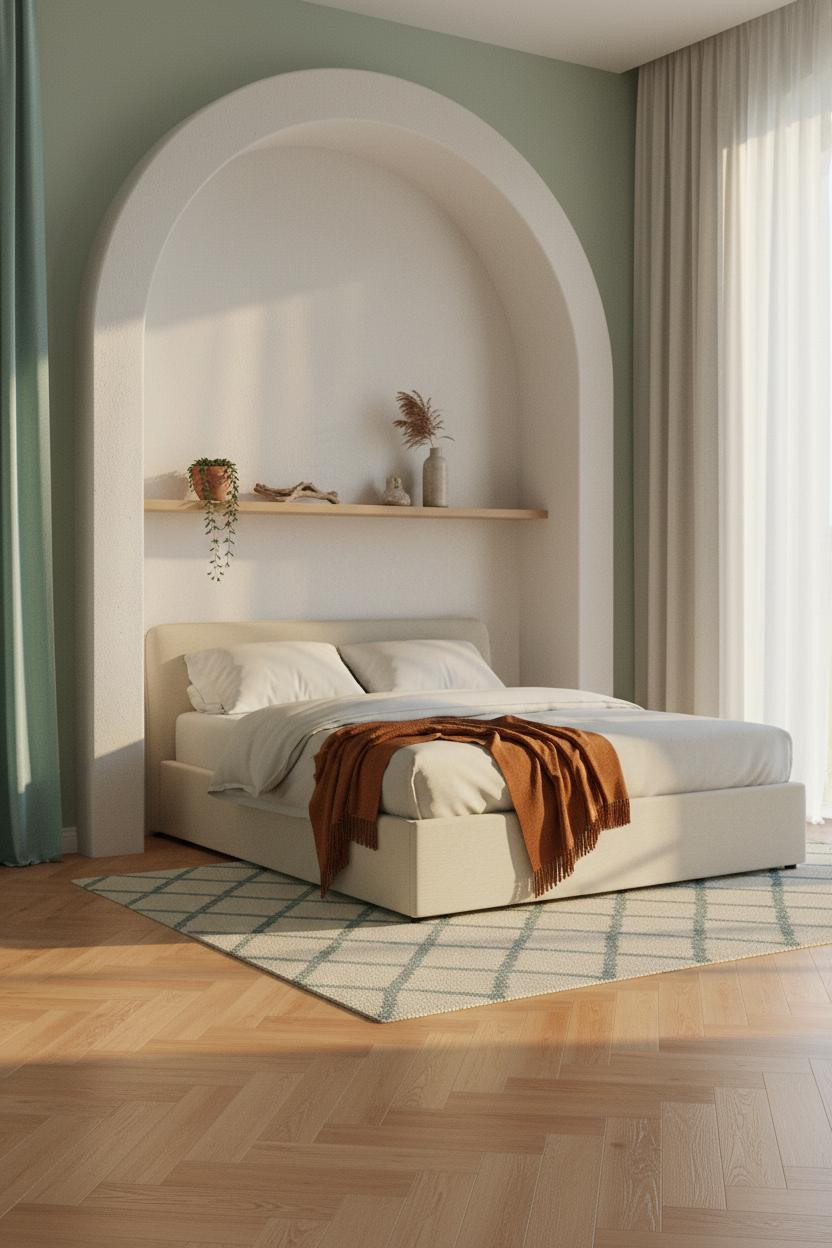 Green Coastal Bedroom Sage Blue Arched Alcove