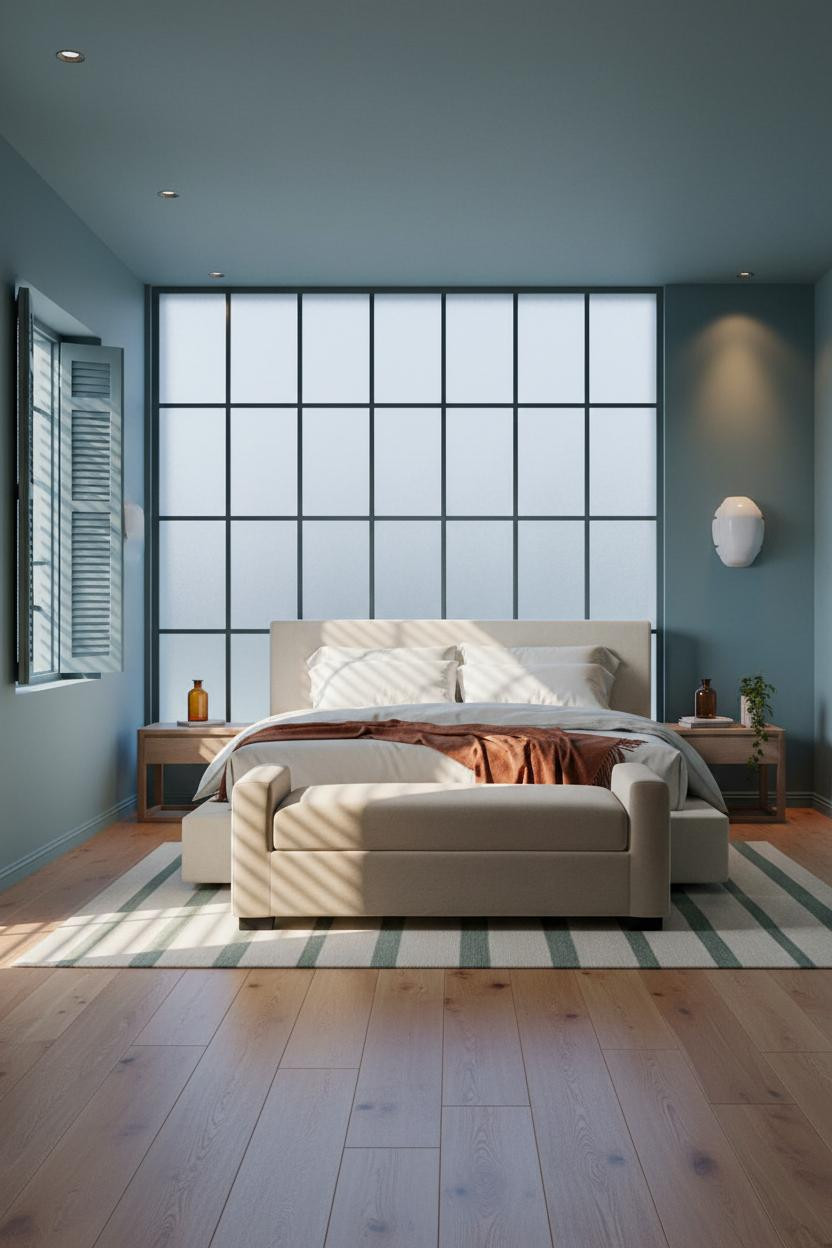 Green Coastal Bedroom Sage Blue Crittall