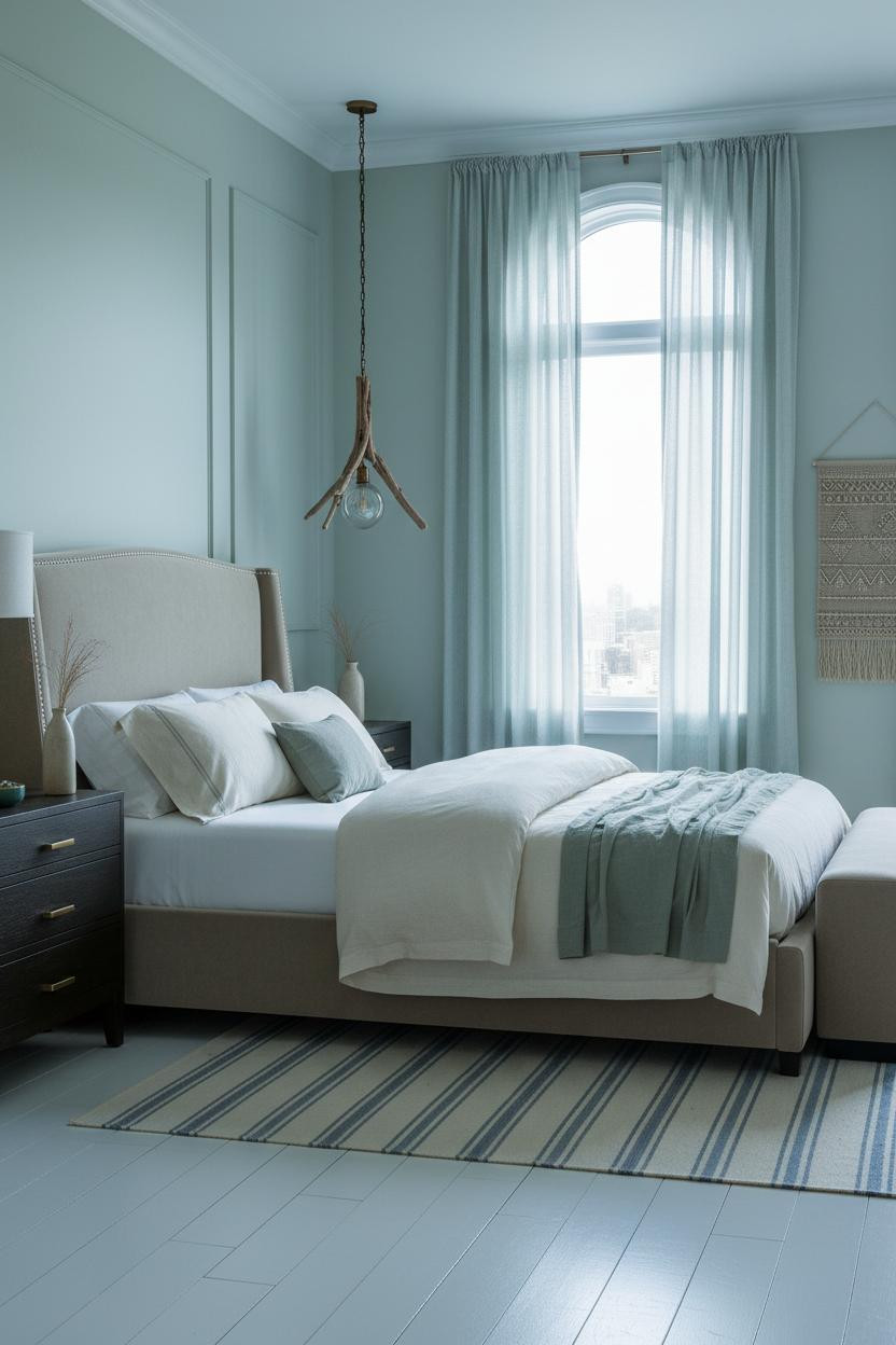 Green Coastal Bedroom Sage Blue Seafoam