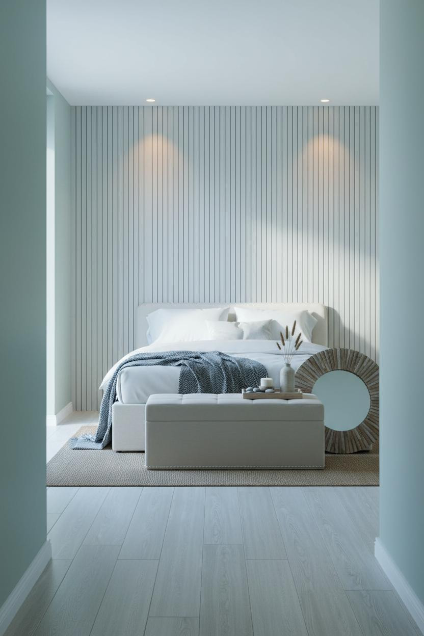 Green Coastal Bedroom Sage Blue Whitewashed