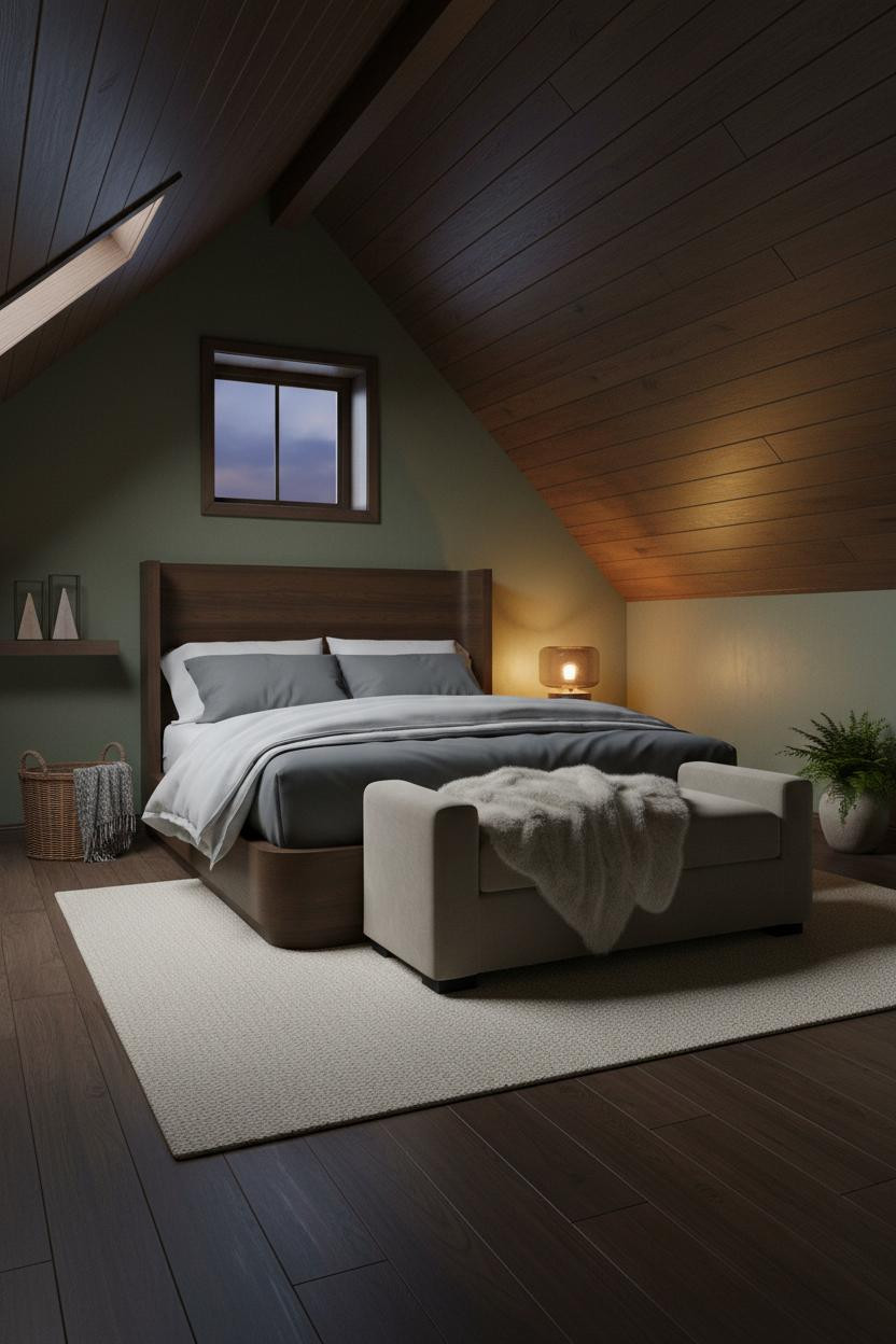 Green Neutral Attic Bedroom Lamp