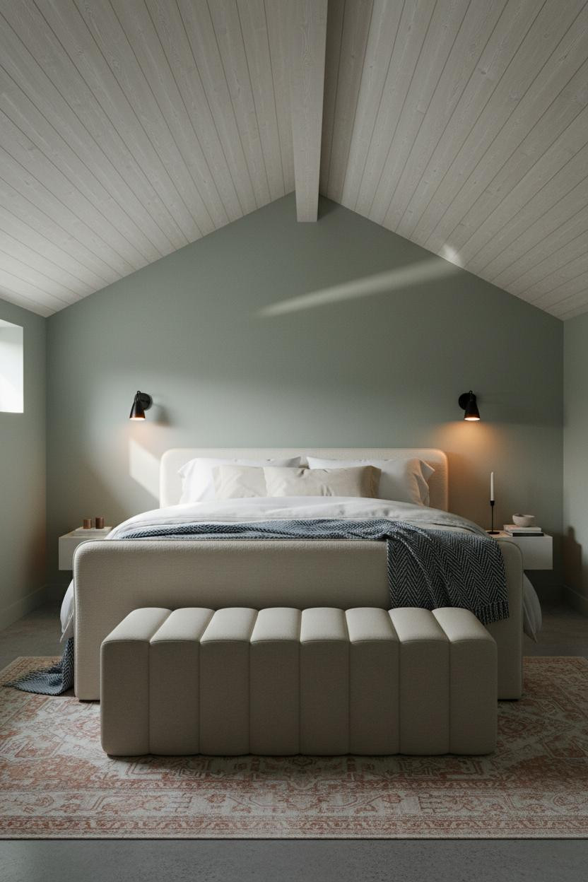Green Neutral Bedroom Attic Sage Design