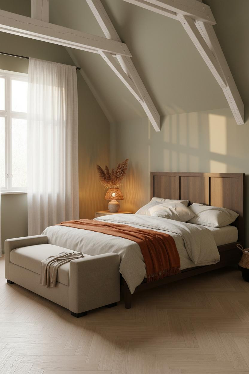 Green Neutral Bedroom Sage Attic Dormer