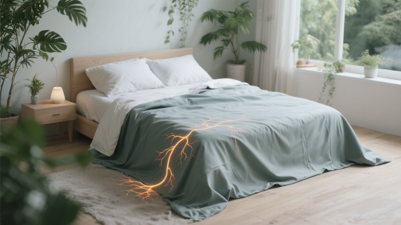 Grounding sheet on bed with earthing connection for better sleep