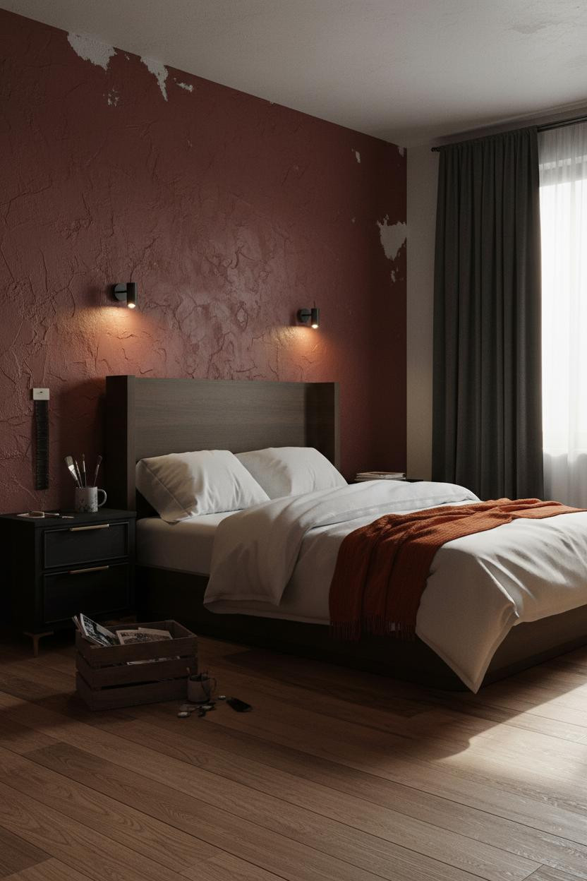 Grunge Bedroom Dark Plaster Indie