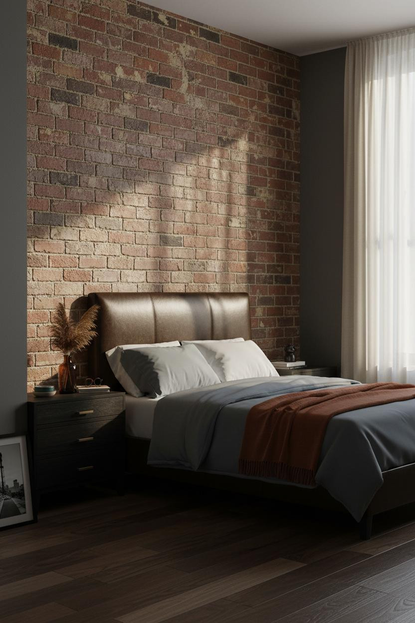 Grunge Bedroom Exposed Brick Industrial