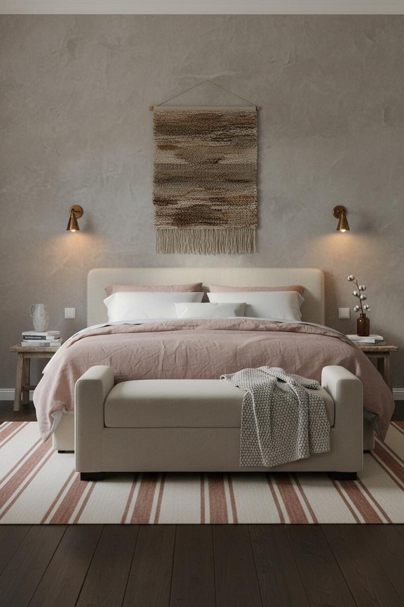 Guest Bedroom Modern Farmhouse Plaster Headboard