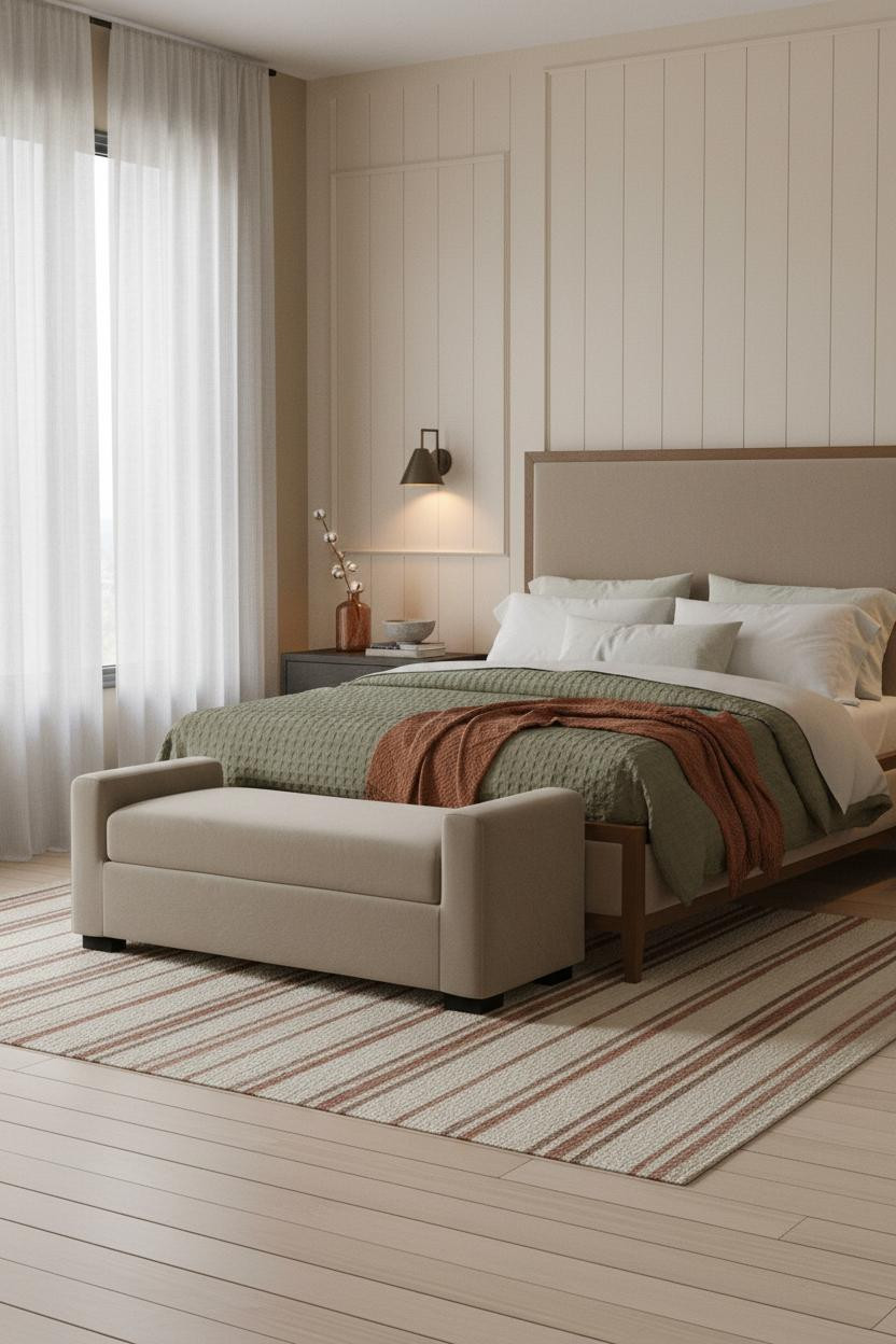 Guest Bedroom Modern Farmhouse Warm Lighting