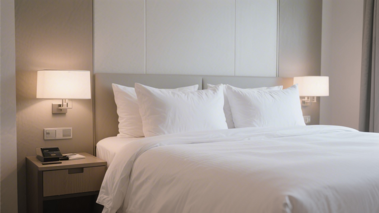 Luxury hotel bed with white linens showing premium sleep surface