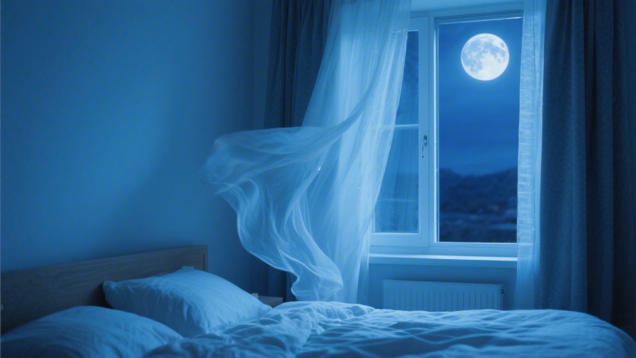 Bedroom with open window for cooling during hot nights