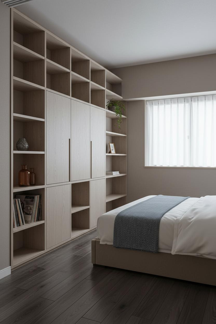 Japanese Studio Apartment Built In Shelving