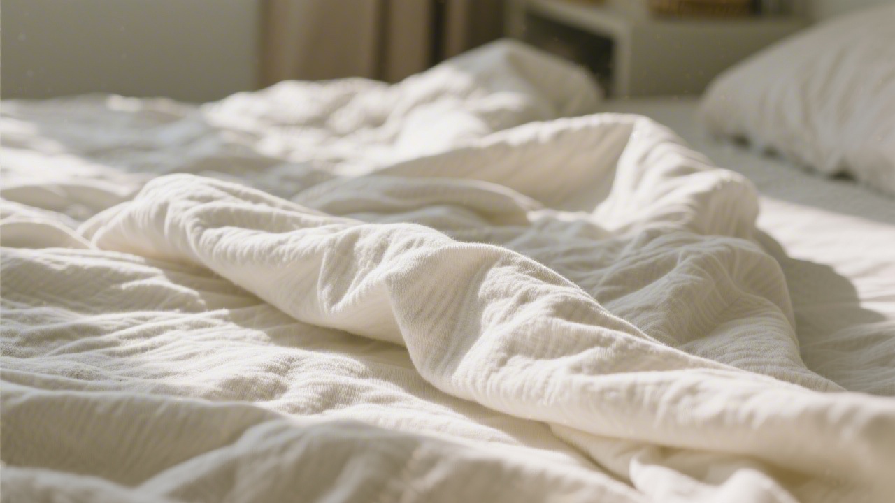 Soft jersey cotton sheets on a casual unmade bed