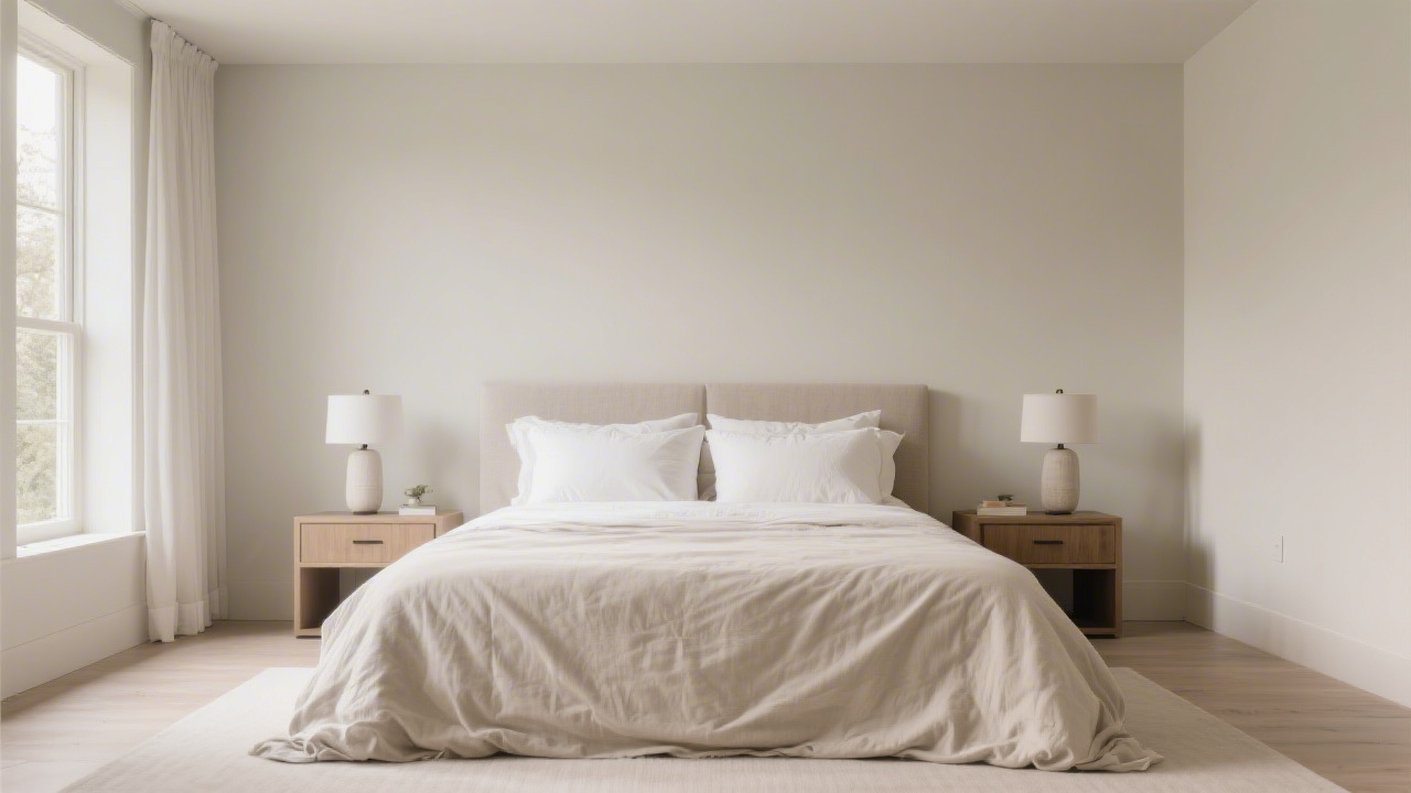King size mattress in modern master bedroom showing scale and room proportion
