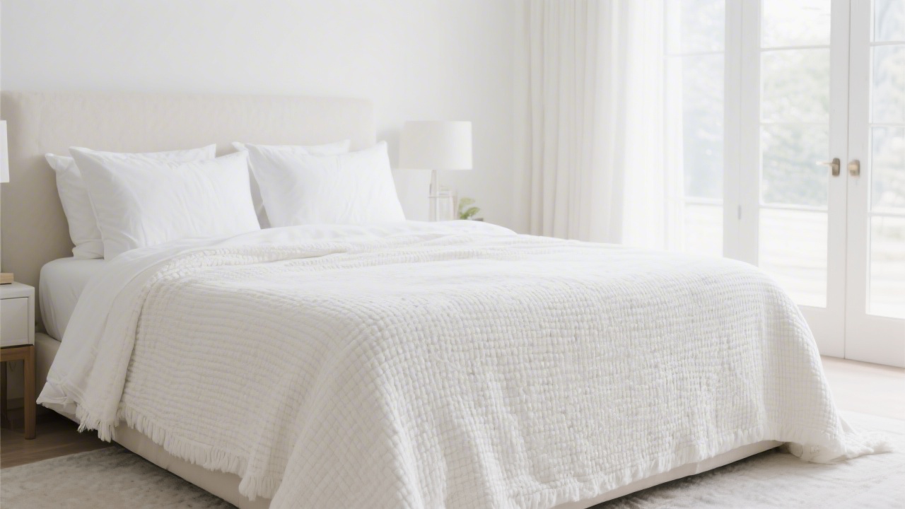 King blanket draped properly on a king-size bed