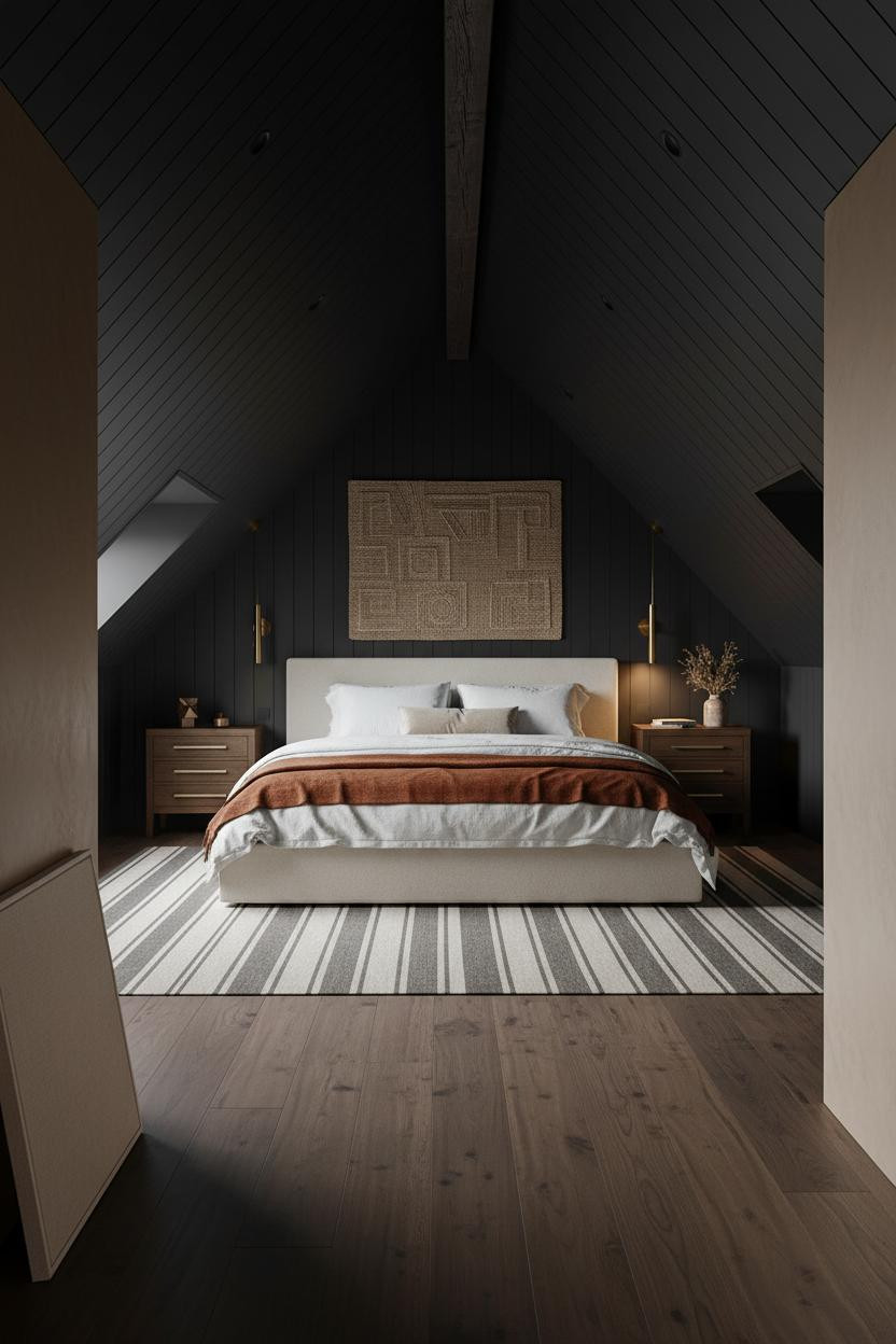 Low Attic Bedroom Slanted Walls Modern Master