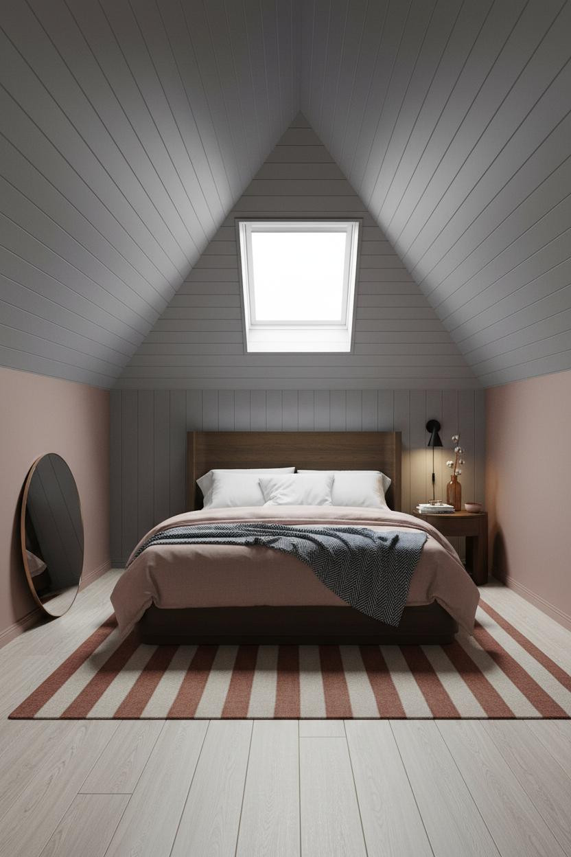 Low Attic Bedroom Slanted Walls Skylight