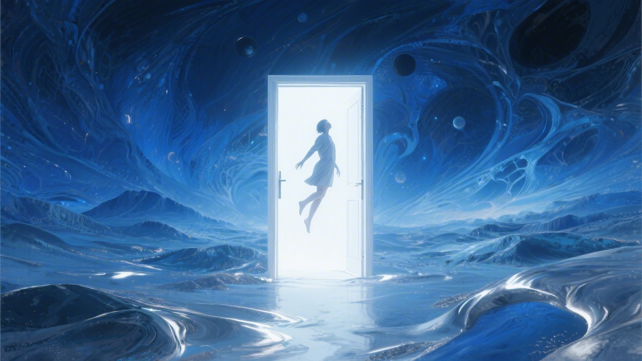 Surreal lucid dreaming visualization with conscious awareness in a dream