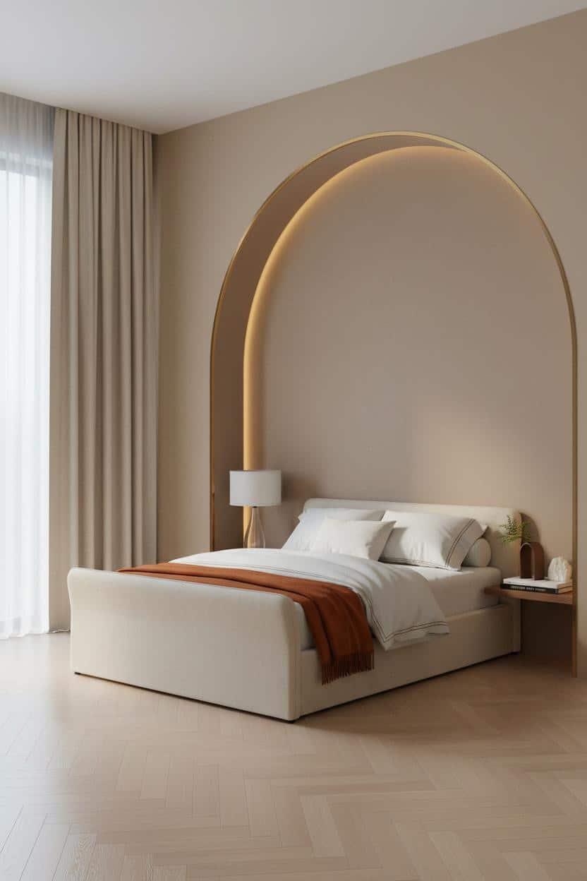 Luxury Bedroom Arched Alcove Brass Modern