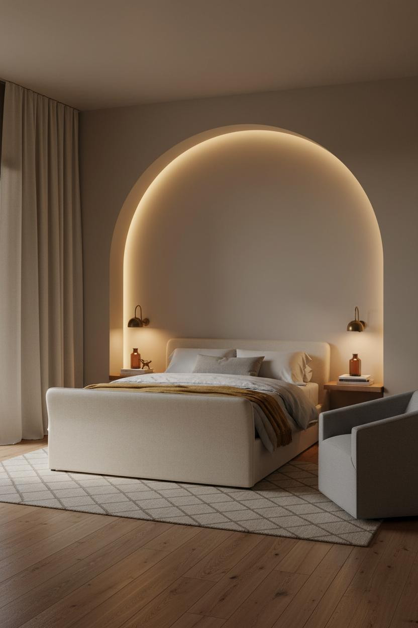 Modern Luxury Bedroom Arched Alcove Design