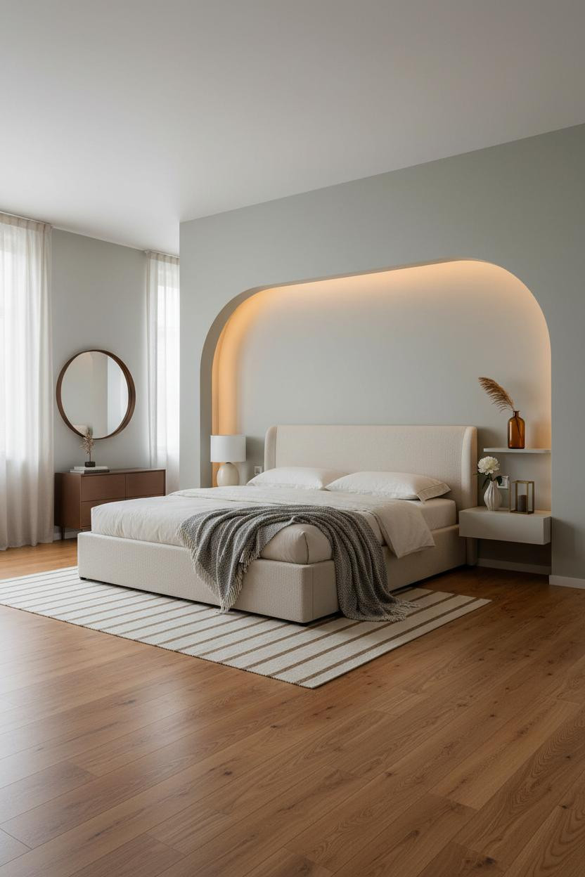 Luxury Bedroom Curved Alcove Headboard Design