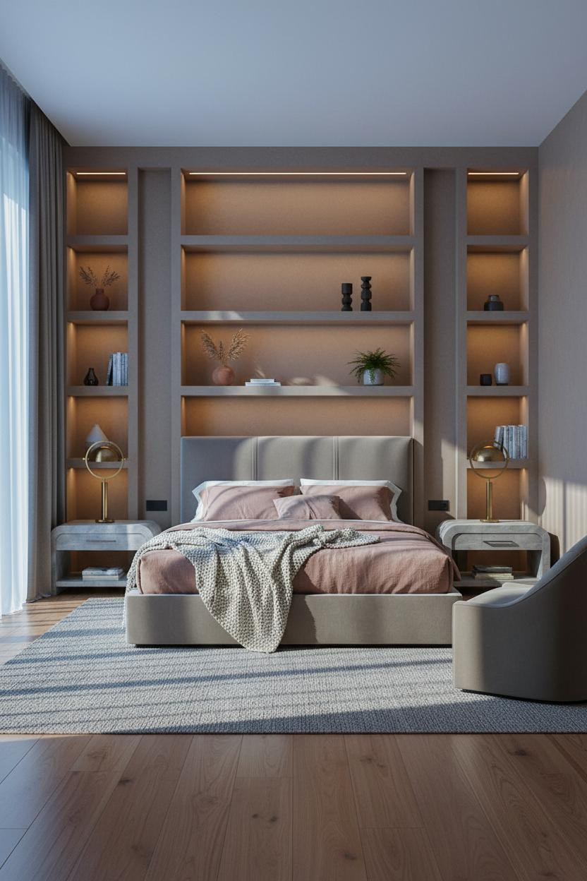 Luxury Bedroom Design Modern Master Shelving