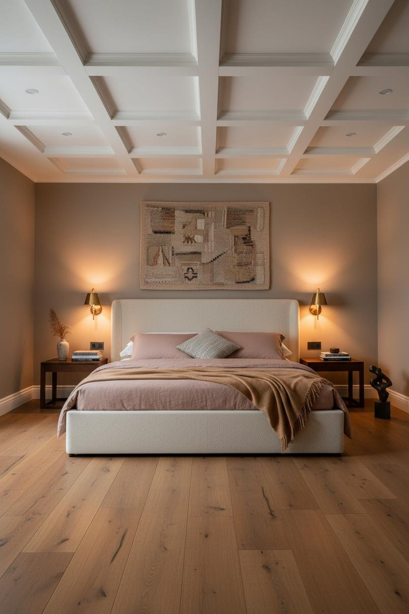 Luxury Bedroom Interior Design Coffered Ceiling