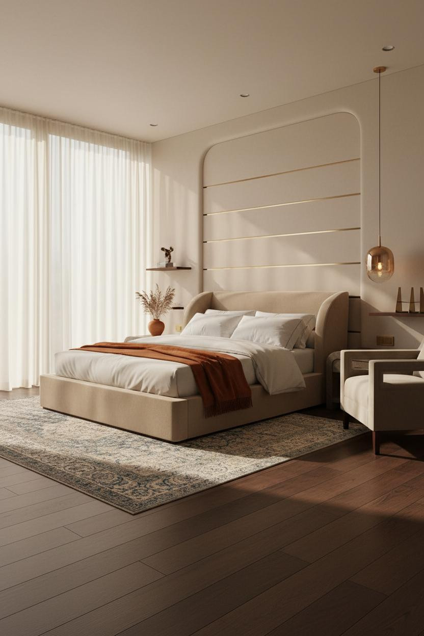 Luxury Bedroom Interior Design Ivory Headwall