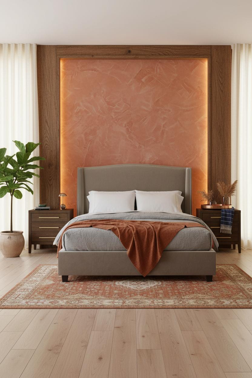 Luxury Boho Bedroom Terracotta Walls