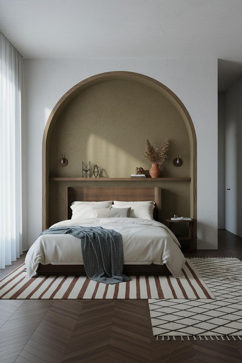 Luxury Boho Bedroom Walnut Arch