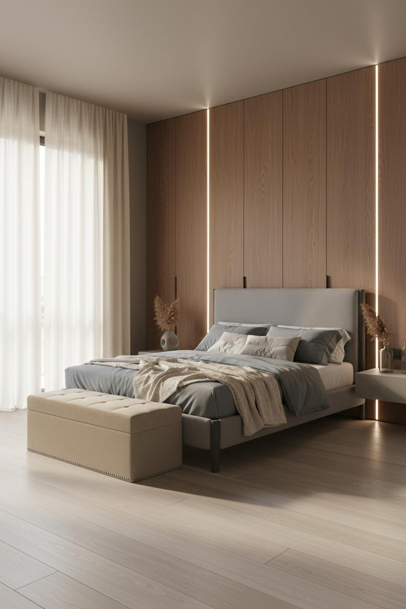 Luxury Wardrobe Design Bedroom Walnut Doors