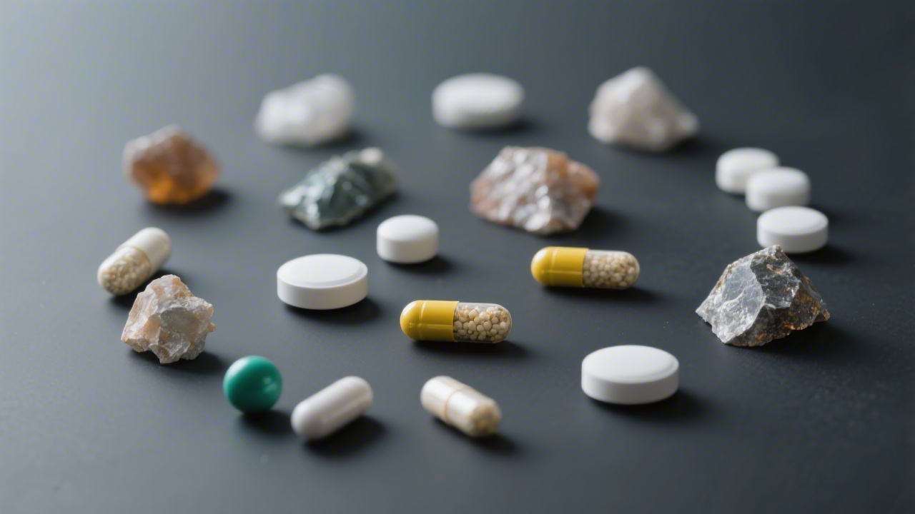 Magnesium supplement capsules arranged on dark surface for sleep and brain health article