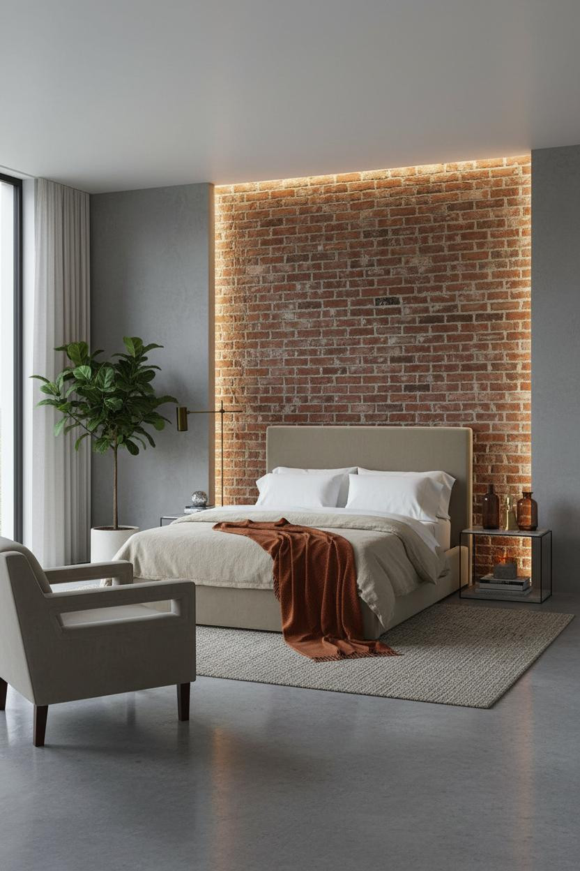 Master Bedroom Ideas Brick Accent Large Suite Design