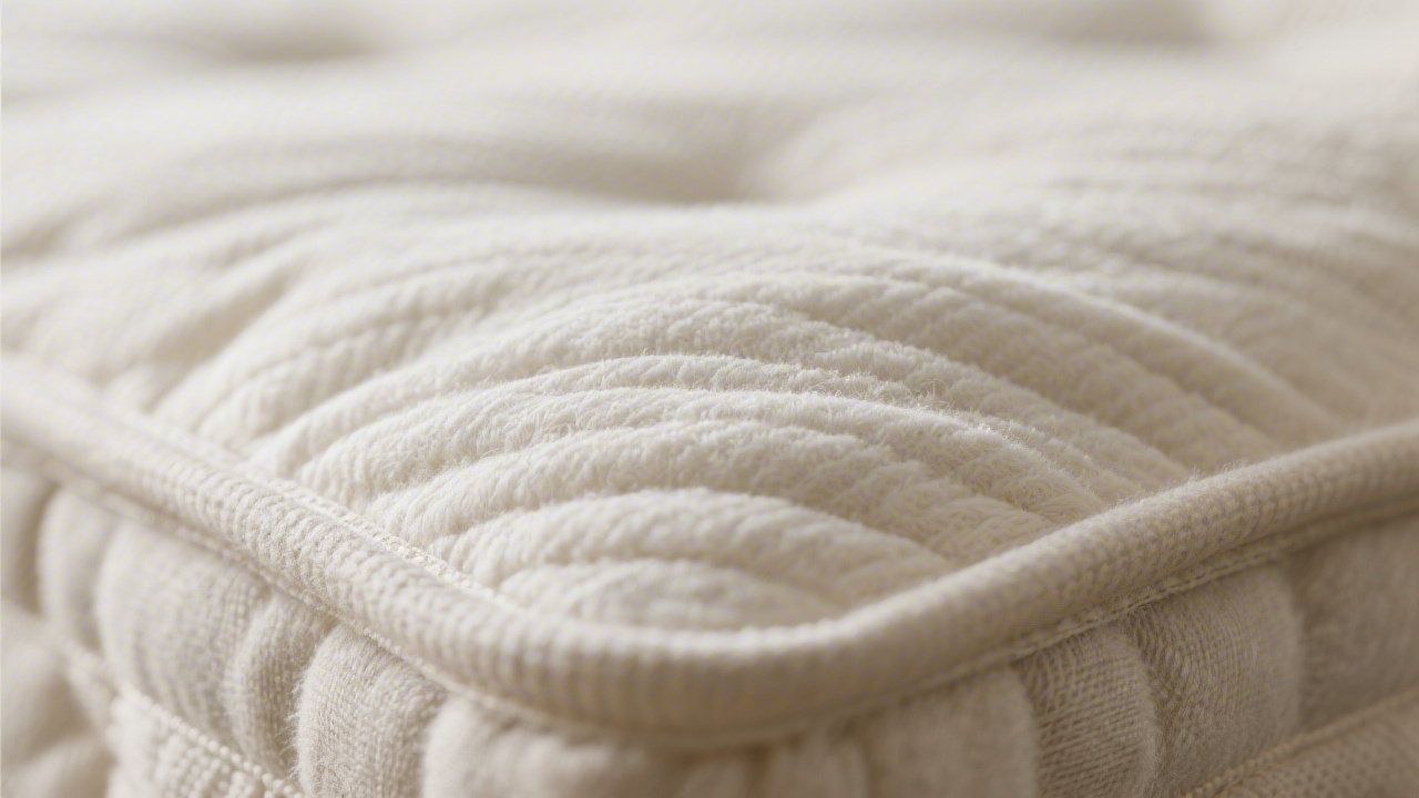 Close-up of premium mattress cover fabric texture showing cashmere blend weave