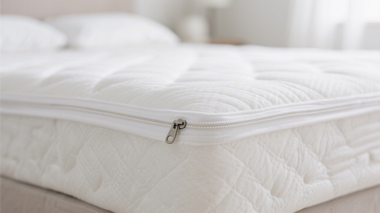 Mattress encasement with zippered closure covering all six sides