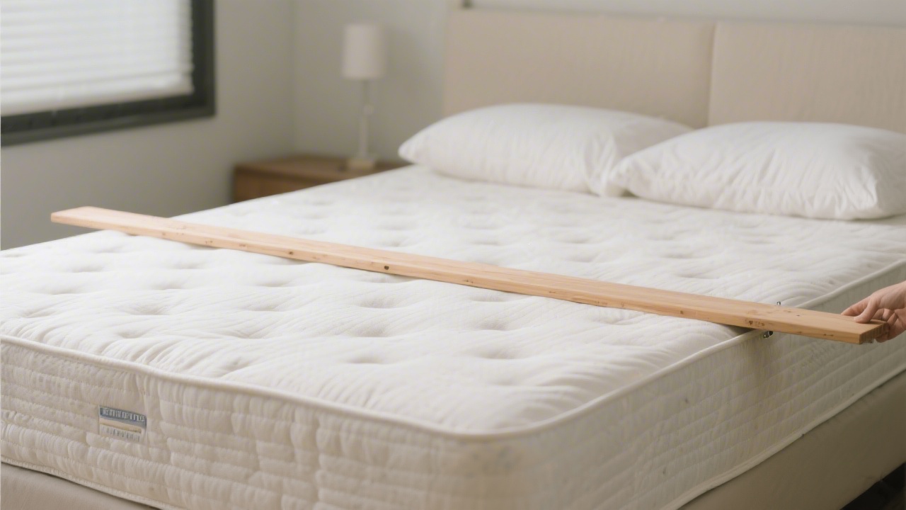 Testing mattress surface evenness with straight edge measurement tool